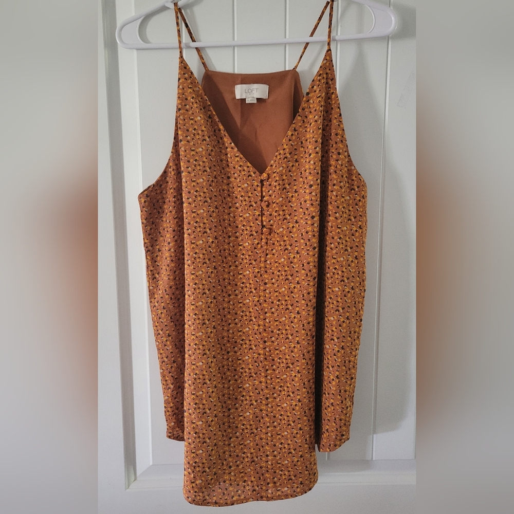 LOFT Orange Floral Sleeveless Camisole Top Meduim